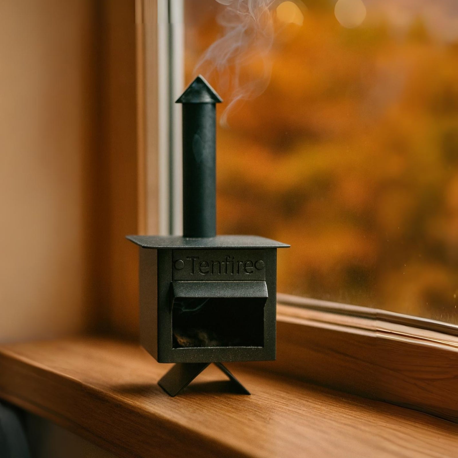 Mini stove burner on a windowsill